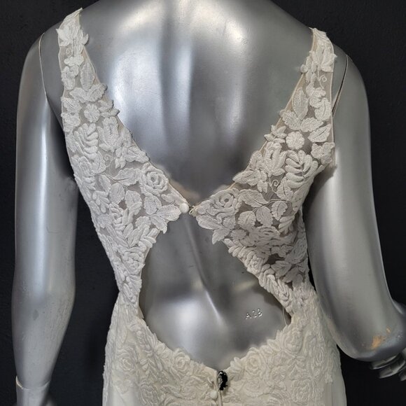 NWT~$2150~JUSTIN ALEXANDER~10/12~IVORY FIT & FLARE MERMAID LACE WEDDING DRESS - Picture 12 of 16
